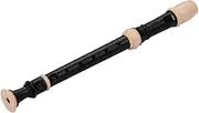 QM8AG German Style Fingering 8 Holes Soprano Descant Recorder ABS Flute with Cleaning Stick Portable Lanyard Finger Rest Wind Instrument for Beginners Students Practice Black One Size