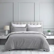 Jason Commercial Easy-Care Studio Stripe Quilt Cover with Pillowcase Silver