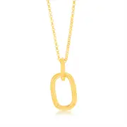 Sterling Silver Gold Plated Plain Link Pendant On 42+3cm Chain