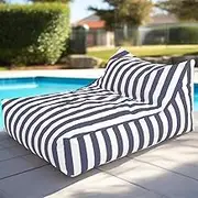 Bean Bags Floating Bean Bag for Pool- King Outdoor Waterproof Oxford Bean Bag Cover Floats Lounger No Filler Stripe Outdoor Beach Pouf Beanbag Sofa Bed(Dark Grey)
