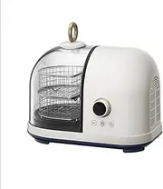 Air Fryer, Panoramic Visualized Tempered Glass Shell with Stainless Steel Liner, Anti-scalding, Non-Slip, Easy-to-Clean Mini Air Fryer, White