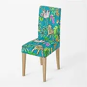 Stretch Stool Cover Kitchen Adjustable Dining Elastic Fabric Chairs Cover Wedding Desk Stretch Back Restaurant decro Retro Flower(Color12)