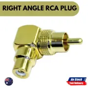 RIGHT ANGLE RCA PLUG TO RCA SOCKET GOLD ADAPTOR