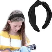 Black Headbands Knotted Headband for Women Girls Twist Knot Headbands Top Knot Headband for Women Wide Head Bands with Knot Hair Band Hair Accessories