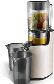 Cold Press Juicer, Wide Feed Chute Juice Extractor Machine with 250W, High Juice Yield 80%, Slow Masticating Juicer for Whole Vegetables & Fruits