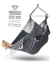 Hammock Chair Hanging Chair Swing Chair XXL 63"L*47"W Grey-large-no Cushion