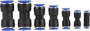 35Pcs OD 4/6/8/10/12/14/16mm Air Hose Pneumatic Straight Connector Push Fittings Kit Blue Black for Pneumatic Tools Workshop
