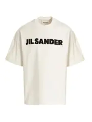 [Jil Sander] Jil Sander-Logo Print T Shirt Bianco/Nero-Uomo M White/Black