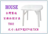 在飛比找Yahoo!奇摩拍賣優惠-呈議) HOUSE TB02 百樂休閒方桌 塑膠桌 用餐桌 