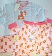 PETER ALEXANDER Women's Long Sleeve PJs Pyjamas Set Corgi Butt Dog BNWT XS Pink