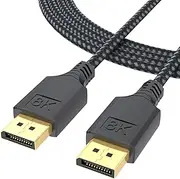 DteeDck DisplayPort Cable 1.4 6Ft, DP Cables Display Port DP Cord 6 Feet (8K@60Hz, 4K@144Hz, 2K@165Hz, 1080P@240Hz, 32.4Gbps) Braided Male to Male Compatible for Computer Monitor PC Gaming Laptop TV