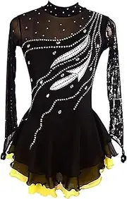 [Zagitova] Figure Skating Dress for Women Breathable Long Sleeves Ice Skating Costumes Sparkly Performance Wear