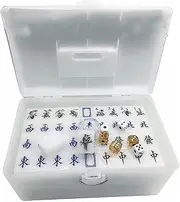 Mahjong Tiles Portable Mahjong Set Chinese Mahjong Acrylic Mahjong 144 Tile Mah-Jong Table Board Game with Storage Box for Family Travel Chinese Mahjong