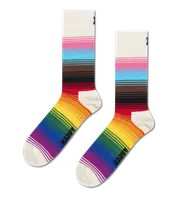 White Pride Stripe Crew Sock White, Yellow, Red, Blue