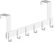 LimCryspp Hanging Clothes Rack On The Door, with 6 Hooks, Used for Hanging Clothes, Hats, Towels, Umbrellas, Keys, Bathroom, Bedroom, Wardrobe Behind The Door (White)