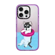 iPhone 16 Pro Impact Case MagSafe Compatible Swimming Husky