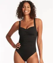 Sea Level Eco Essentials Twist Front A-DD Cup One Piece Swimsuit - Black 16 SL2976 Plus Size Swimwear Swimming Costume Bathers - Afterpay Available