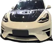Hood Scoops for Cars， Compatible for Tesla Model 3 ReaI Carbon Fiber Engine Hood Cover Kit(Resin Primer)