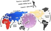 HOMFAMINI 1 Set World Map Wall Clock Hanging Wall Clock Living Room Clock Office Wall Clock World Map Hanging Clock Decorative Clock Decorative Silent Clock World Map Clock Art Craft Clock