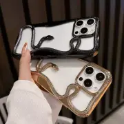 For iPhone 16 15 Pro Max 14 13 12 Plating 3D Snake Hollow Shockproof Case Cover
