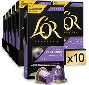 L'OR Espresso Coffee Lungo Profondo - Intensity 8 - 100 Aluminium Capsules Compatible with Nespresso Machines (10x10 Pods Pack)