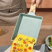 Frafuo Japanese Omelette Pan, Nonstick Tamagoyaki Egg Pan-Rectangle Tamago Pan, Omelet Pan Small Frying Pan with Spatula & Whisk-PFOS & PFOA Free(Green)