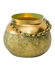 [Willow & Silk] Moroccan Tealight Candle Holder in Distressed Gold