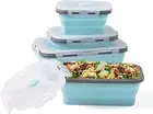 Xcellent Global Collapsible Silicone Food Storage Containers 4 Pack Lunch Bento