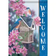 Bluebird Bed & Breakfast Birdhouse Flower House Flag 40x28