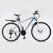 Mountain Bike, 24"Foldable Double Disc Brake High Carbon Steel Material Bicycle 21 Speed Unisex Variable Speed Shock Absorber Bicycle,Whiteblue