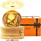 3D Crystal Ball Music Box, LED Floodlight, Luxury Wooden Bedside Lamp, Gifts