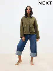 Dark Blue 100% Cotton Turn-up Cropped Jeans (AF6096) | $68