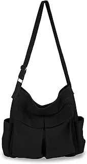 [BROADREAM] Canvas Messenger Bag with Large Capacity - Canvas Messenger Bag Vintage, Hobo Crossbody Bag with Multiple Pockets for Men and Women Work School Shopper Casual Daily