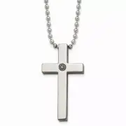 Titanium Polished 1/2pt. Diamond Cross Necklace