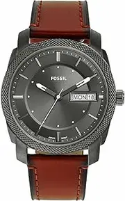 [FOSSIL] Men's Brown Leather Machine Analogue Watch, 42mm