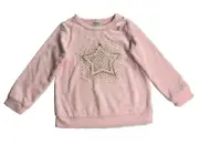 FIRST IMPRESSIONS Velour Gold Sparkle Star Top Baby Pink 3T Girls Soft L/S NWT