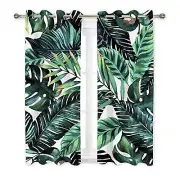 Tropical Palm Leaves Blackout Curtains 2 Panels for Bedroom,Light Blocking Dr...
