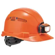 Vented Hard Hat with Light, Cap Style, Ratchet Suspension, Class C, Ergodyne ...