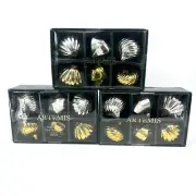ARTEMIS Mercury Glass Christmas Ornaments 3.75" Silver Gold 3 Boxes/18 Total NEW