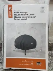 Round Fire Pit Cover by Classic Accessories Water-Resistant 30 Inch Black