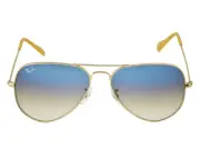 Ray-Ban Sunglasses RB3025 Aviator Gradient Gold Frame Light Blue Lenses 58mm