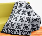 Black & White Hand Applique Sand Dollar QUILT TOP Incredible border