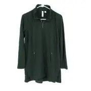 Susan Graver SG Sport Cloud 9 Terry Raglan Sleeve Tunic Black Women's Size XS