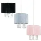Drum Ceiling Light Shade Modern Voile Easy Fit Lampshades Jewel Droplets Lights