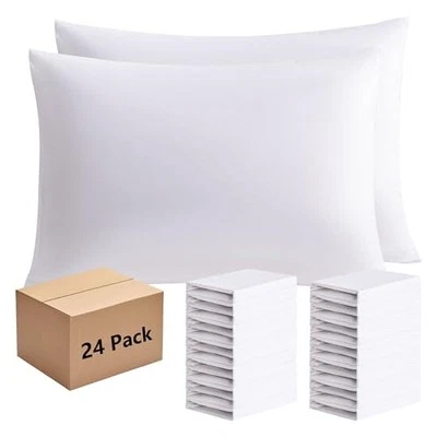 Bulk Pillow Cases - 24 Pack Queen Pillowcases with Envelope Closure 20 X 30
