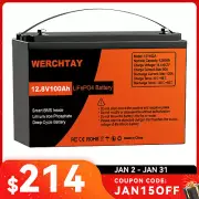 12V 100Ah Lithium Iron Phosphate Battery LiFePO4 Cycles Rechargeable Camping RV