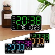 Large Digital Wall Clock Week Date Temperature Display Table LED Alarm Clocks Q0