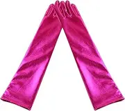 [OATIPHO] Full Finger Gloves Cosplay Costume Gloves Bridal Opera Gloves Prom Gloves Cosplay Gloves Satin Opera Gloves Flash Costume Ladies Gloves Costume Gloves Makeup Gloves Rosy