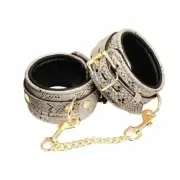 Spartacus - White Snake Print Microfiber Wrist Restraints & Leather Lining