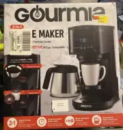 Gourmia 2-in-1 Single-Serve, K-Cup Pod Compatible + 12-Cup Coffee Maker -New